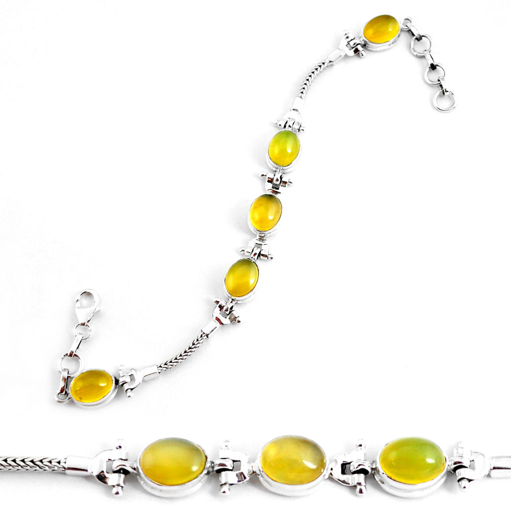 925 sterling silver 19.45cts natural yellow opal tennis bracelet jewelry p54698