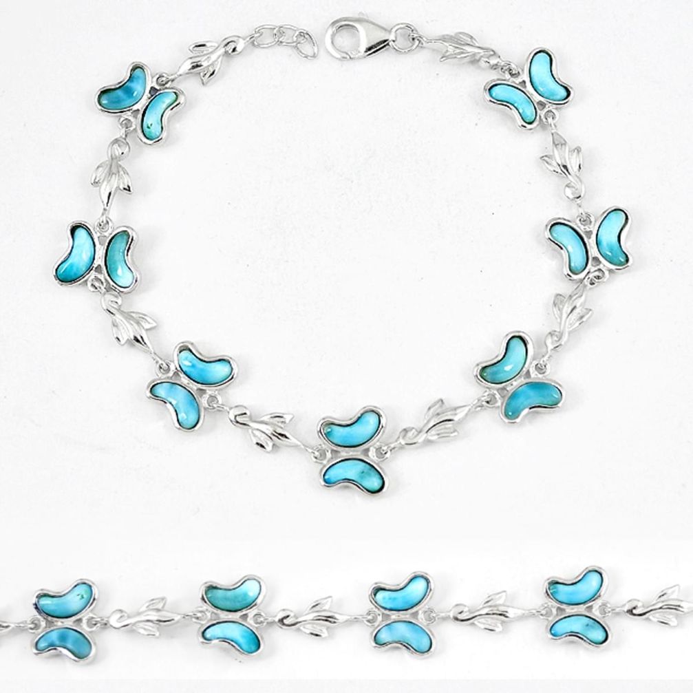 925 sterling silver natural blue larimar buterfly bracelet jewelry a33167