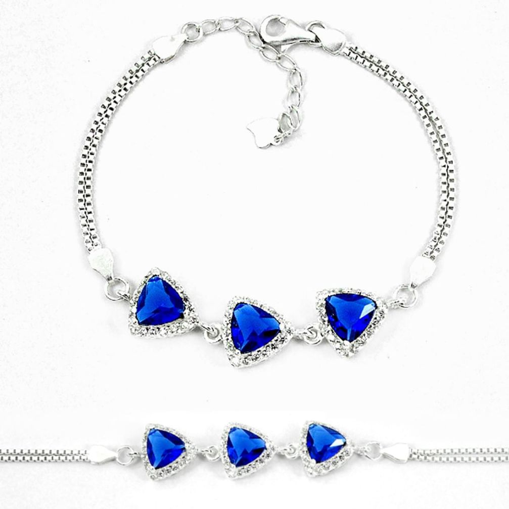 Blue sapphire quartz topaz 925 sterling silver bracelet jewelry a46993