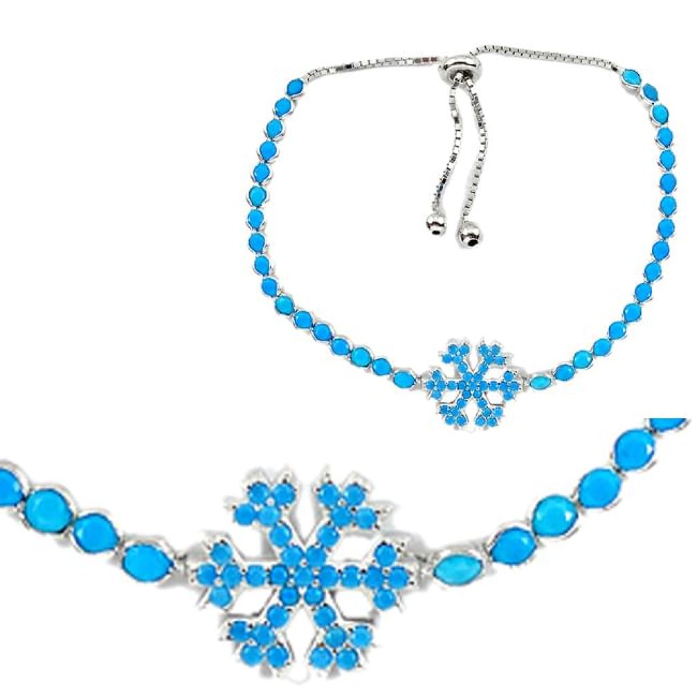 Snowflake adjustable sleeping beauty turquoise 925 sterling silver bracelet