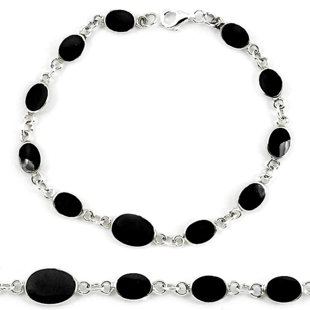 Black onyx enamel 925 sterling silver tennis bracelet jewelry a56025