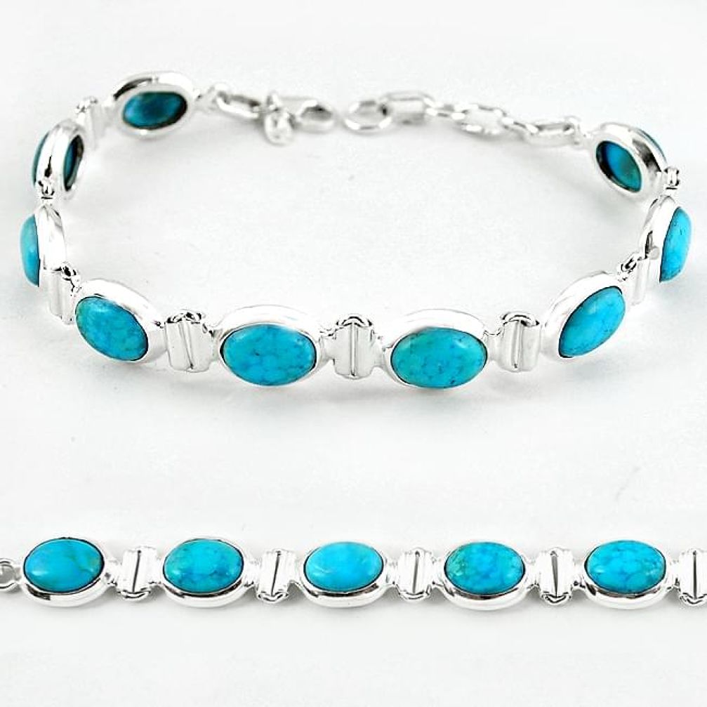 Natural blue magnesite 925 sterling silver tennis bracelet jewelry b4702