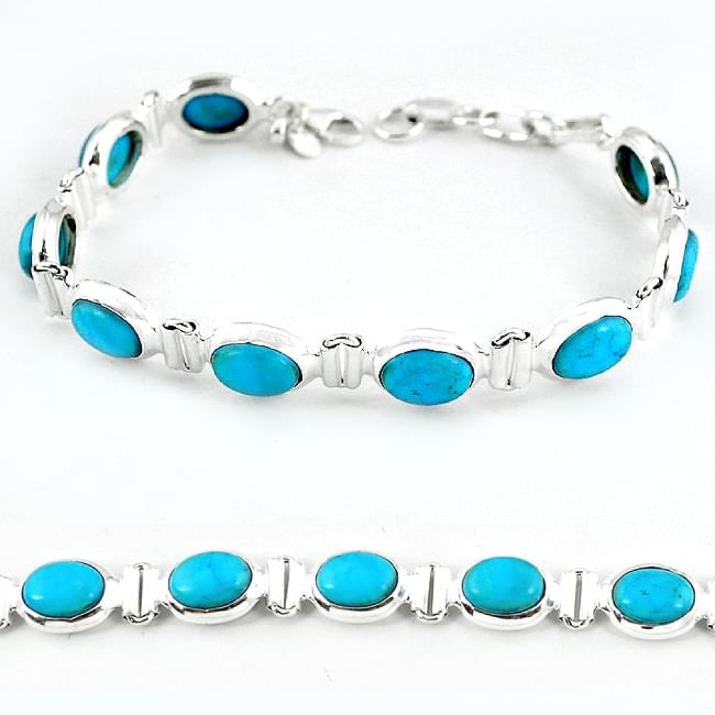 925 sterling silver natural blue magnesite tennis bracelet jewelry b4703