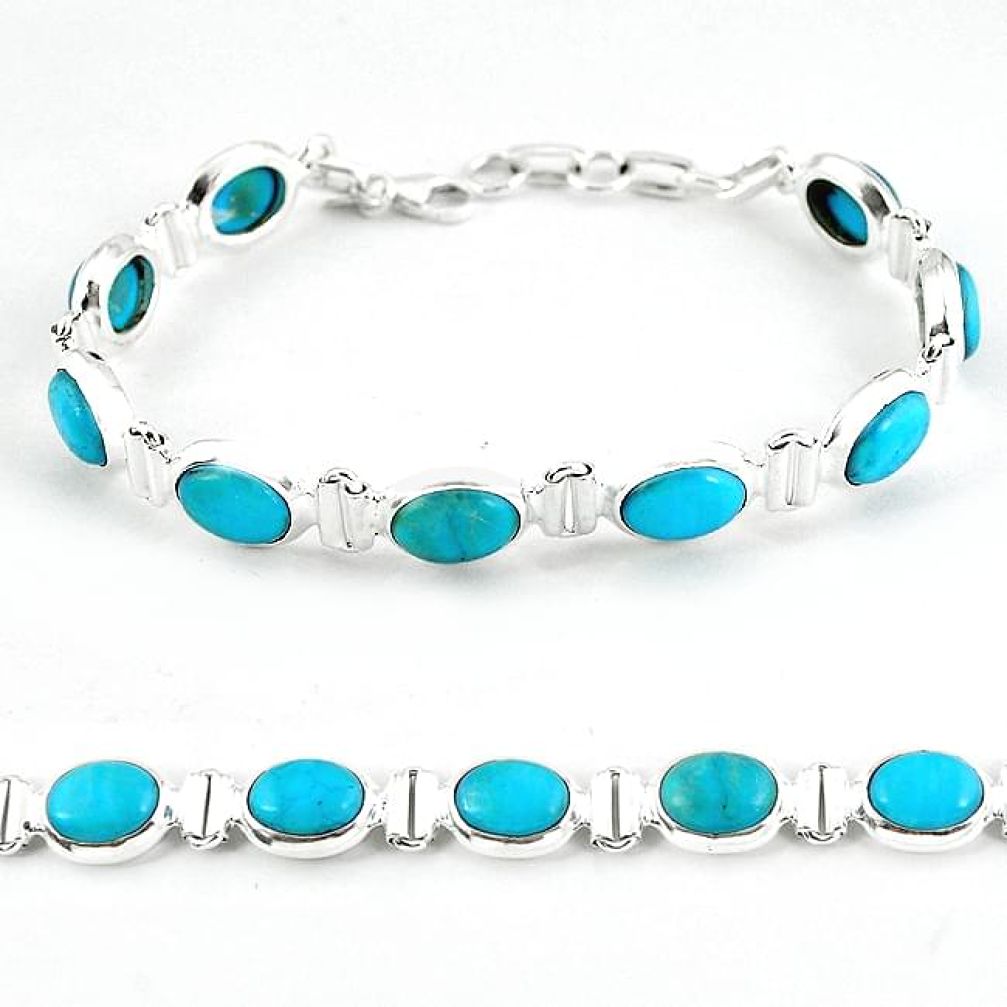 Natural blue magnesite 925 sterling silver tennis bracelet jewelry b4706