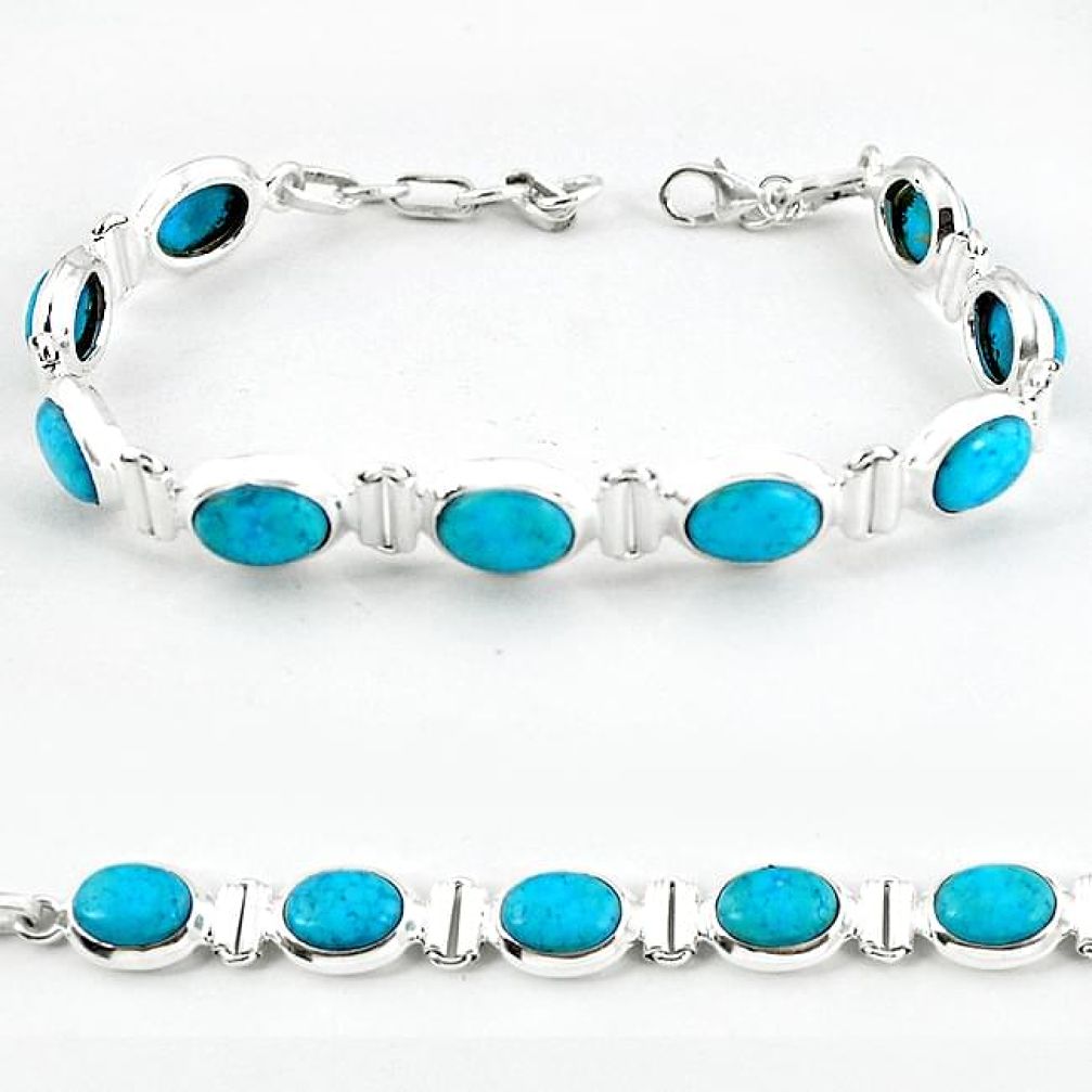 925 sterling silver natural blue magnesite tennis bracelet jewelry b4708