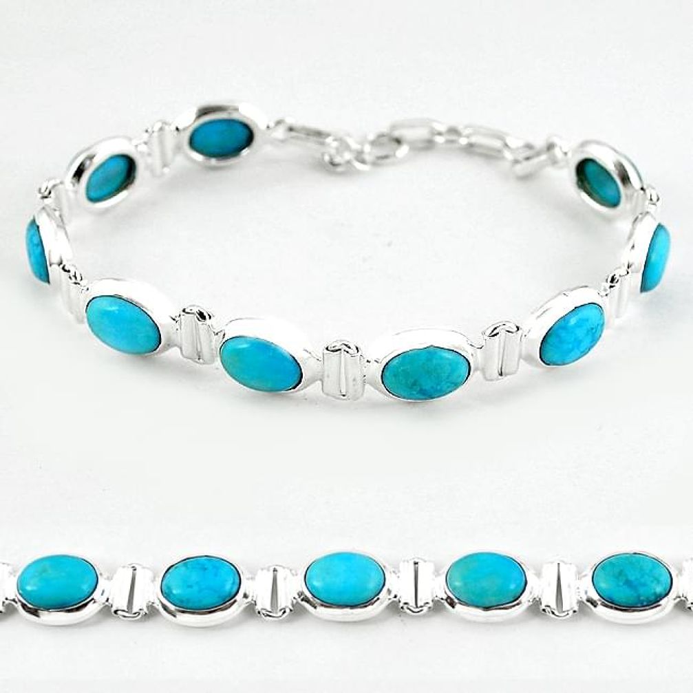 Natural blue magnesite 925 sterling silver tennis bracelet jewelry b4709