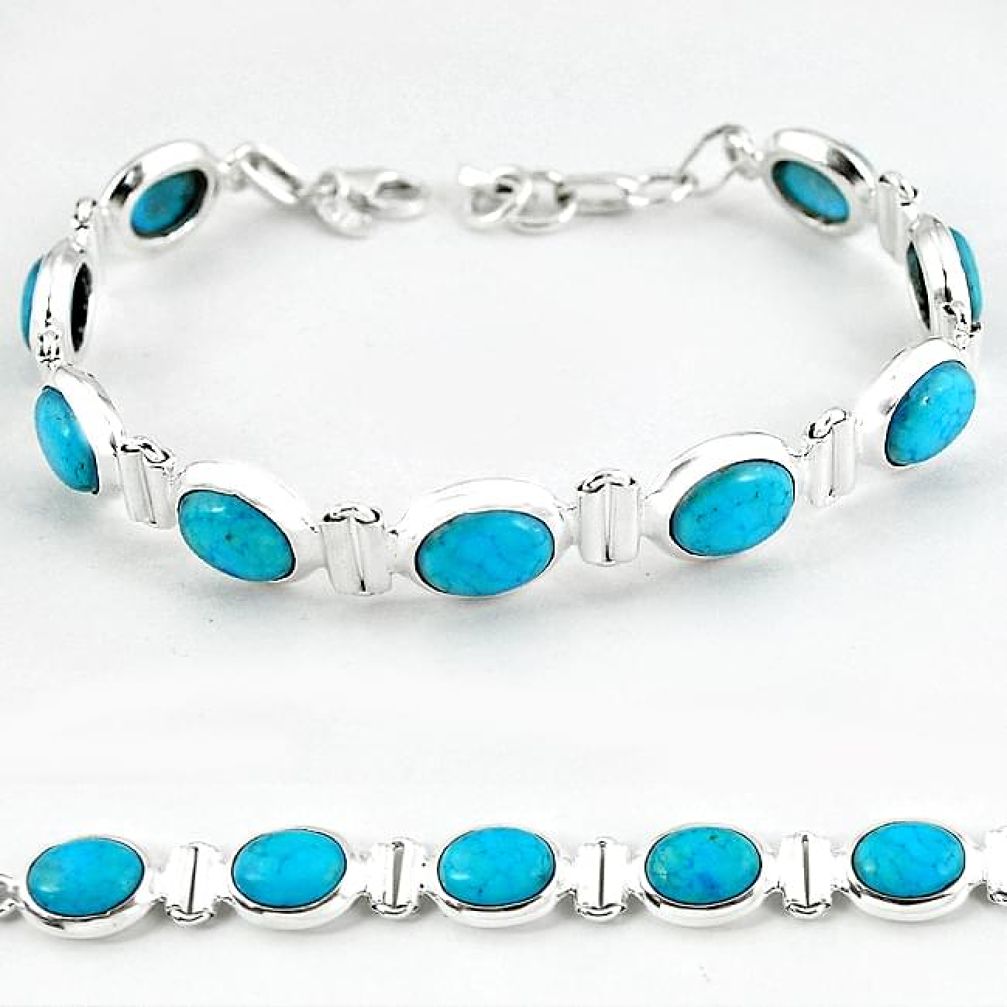 925 sterling silver natural blue magnesite tennis bracelet jewelry b4712