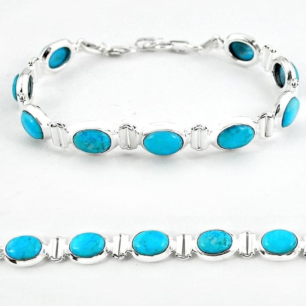 Natural blue magnesite 925 sterling silver tennis bracelet jewelry b4713