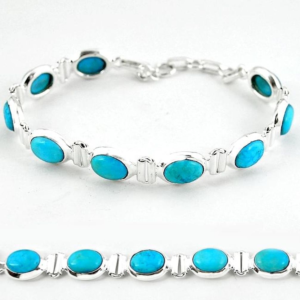 925 sterling silver natural blue magnesite tennis bracelet jewelry b4716