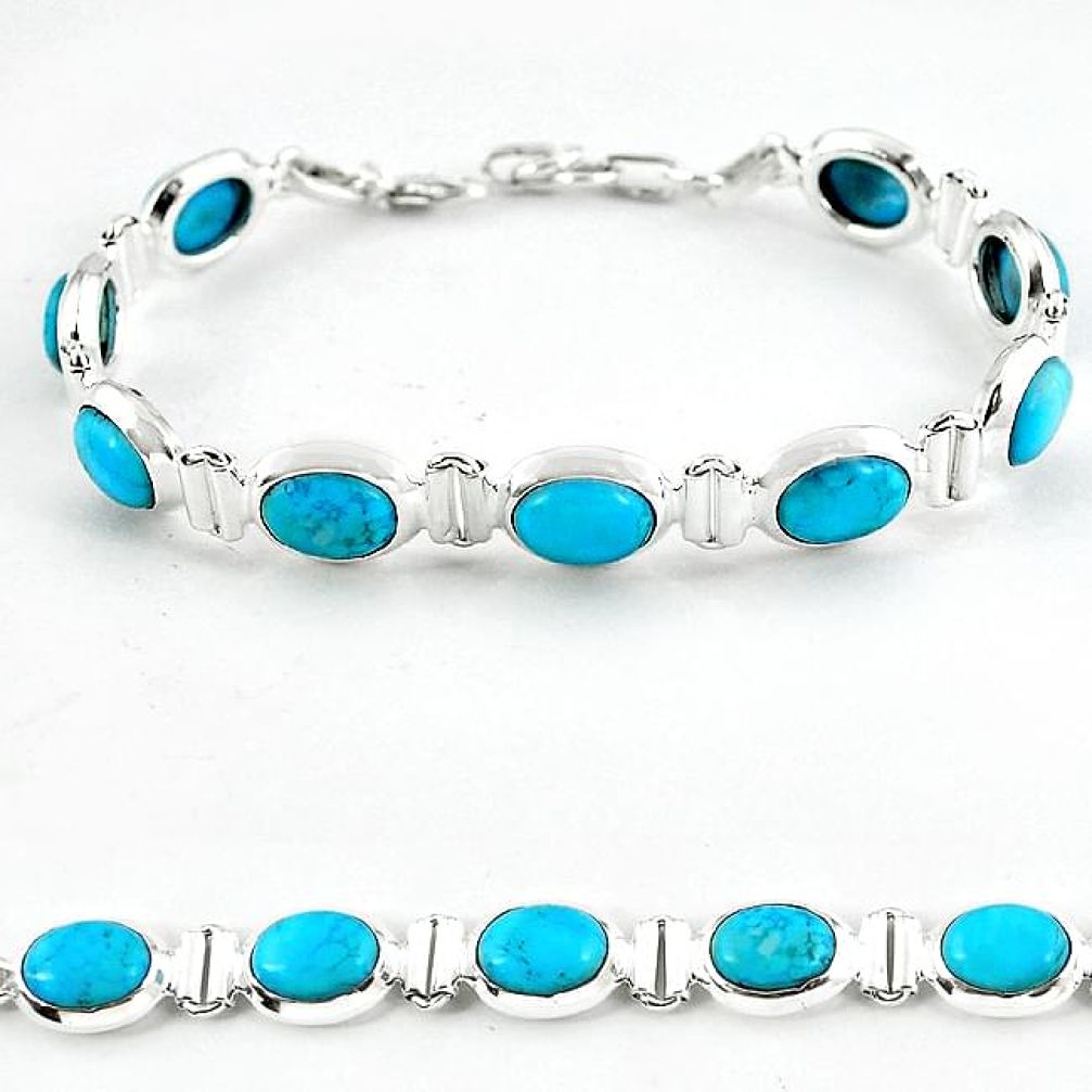 Natural blue magnesite 925 sterling silver tennis bracelet jewelry b4717