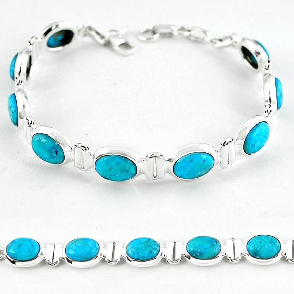 Natural blue magnesite 925 sterling silver tennis bracelet jewelry b4718