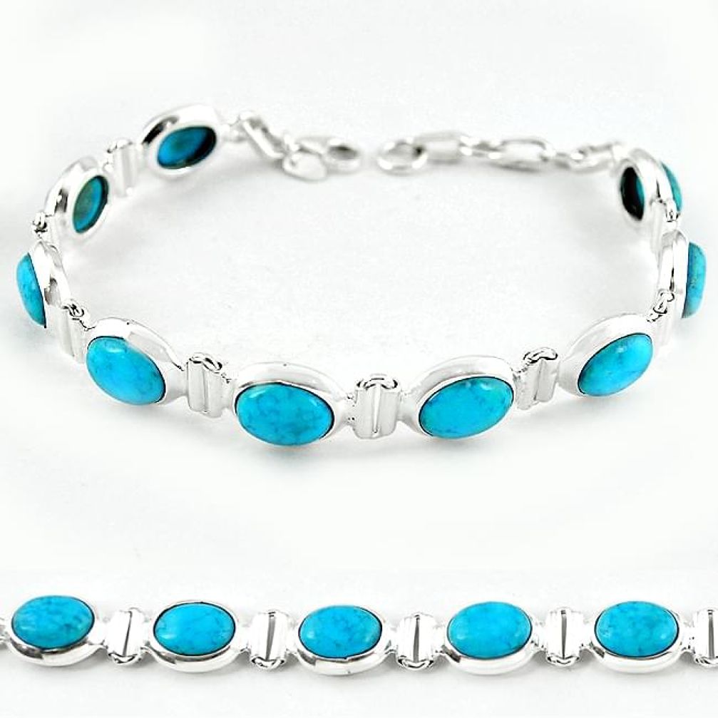 Natural blue magnesite 925 sterling silver tennis bracelet jewelry b4719