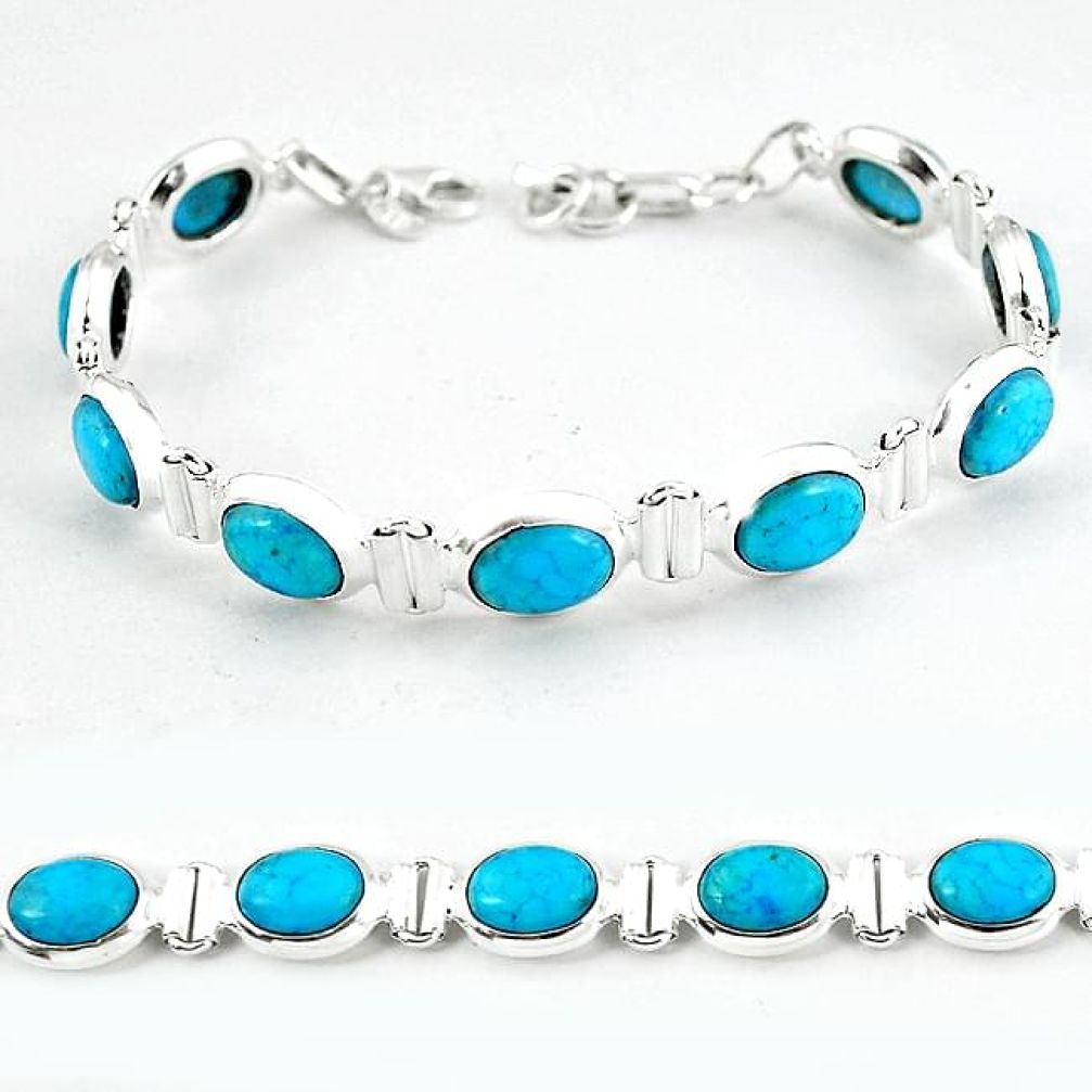 925 sterling silver natural blue magnesite tennis bracelet jewelry b4720