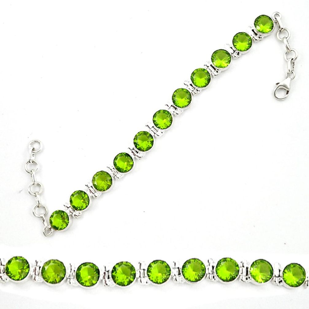 Green peridot quartz 925 sterling silver tennis bracelet jewelry d13309