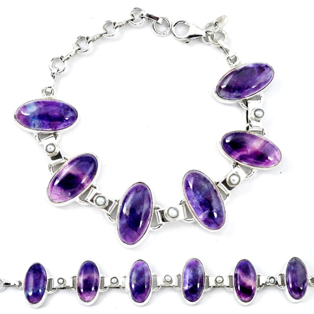 Natural multi color fluorite 925 sterling silver bracelet jewelry d13830