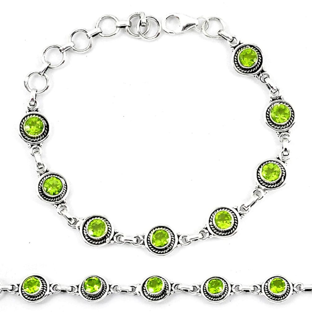 Natural green peridot 925 sterling silver tennis bracelet jewelry d13871