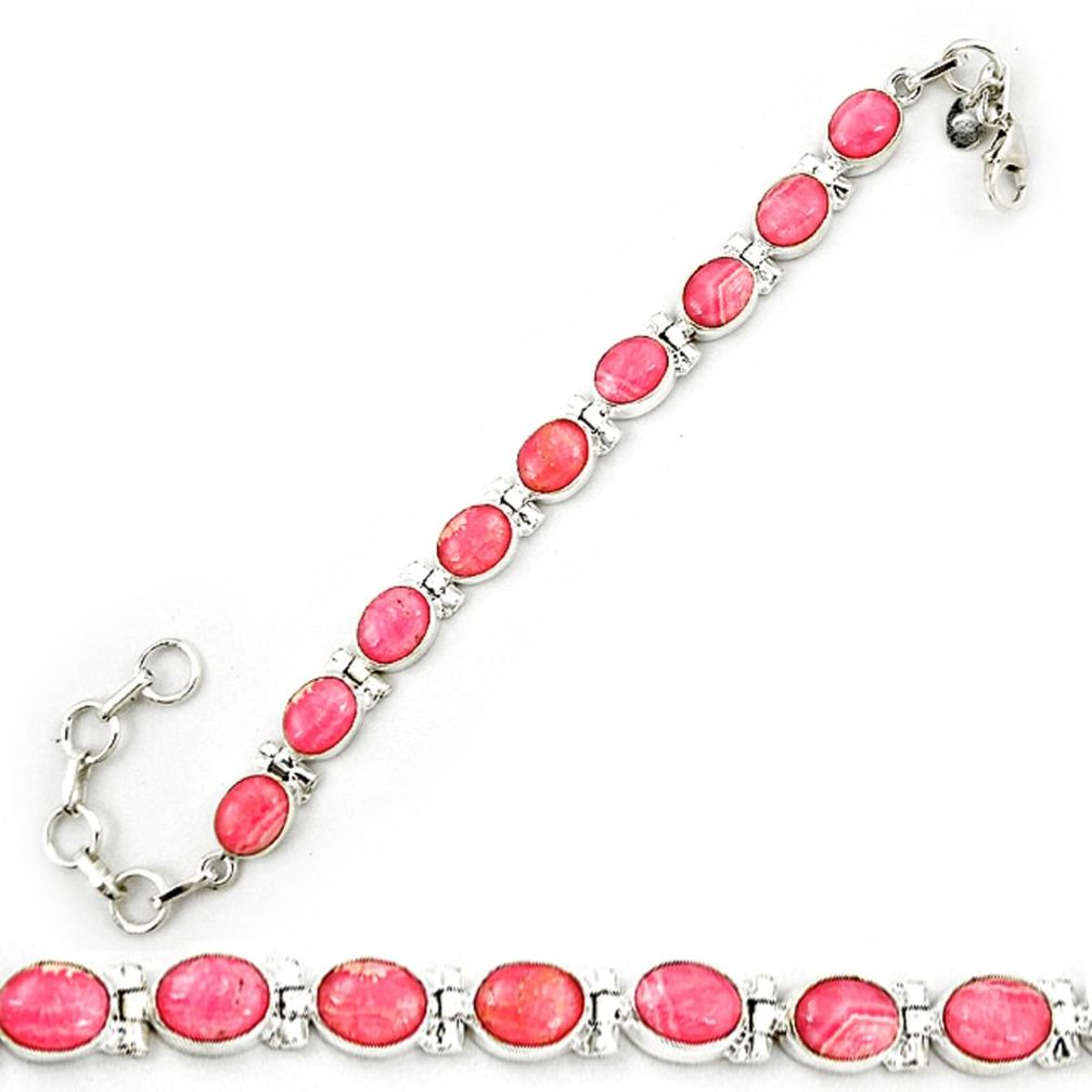 925 sterling silver natural pink rhodochrosite inca rose tennis bracelet d18004