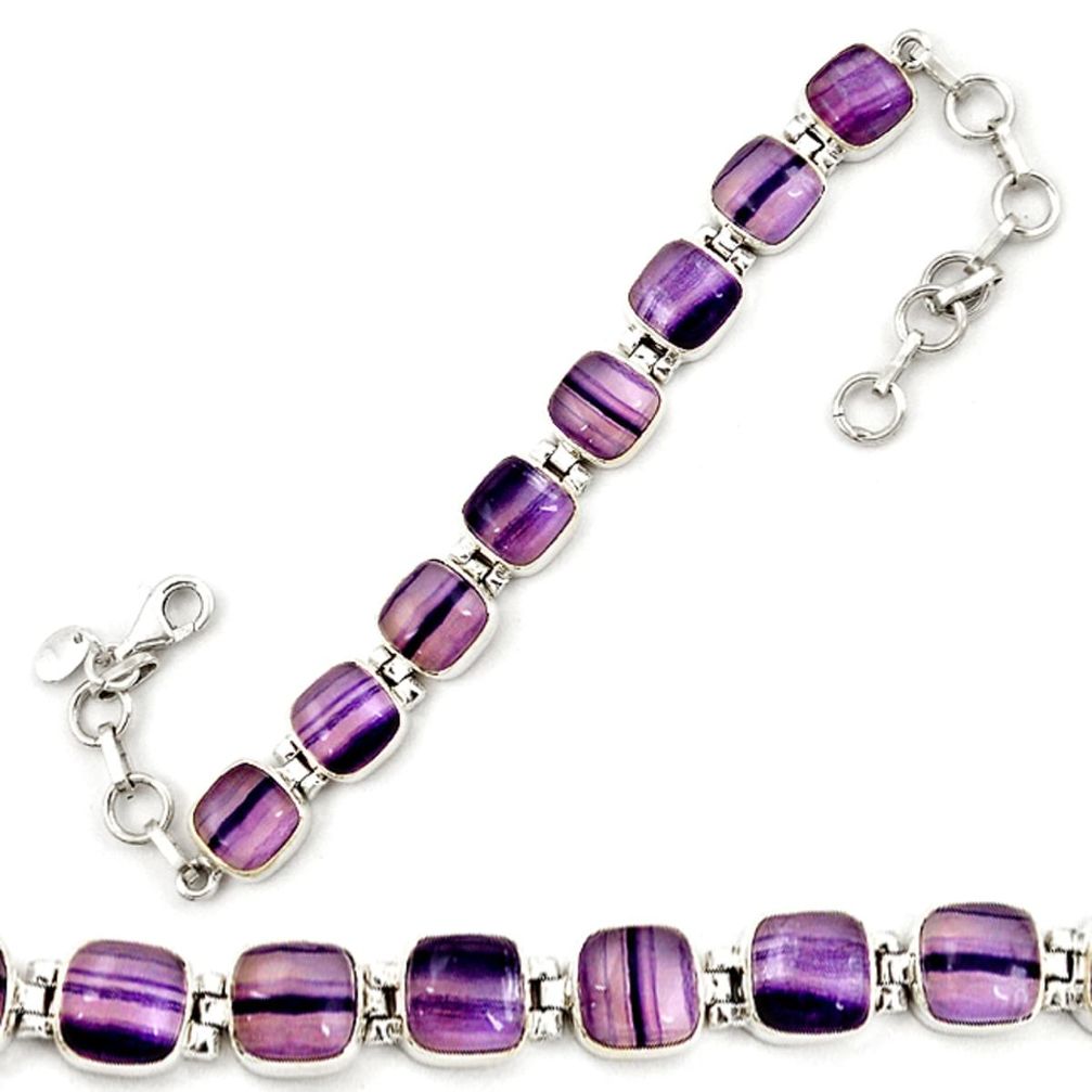 Natural multi color fluorite 925 sterling silver tennis bracelet jewelry d18016