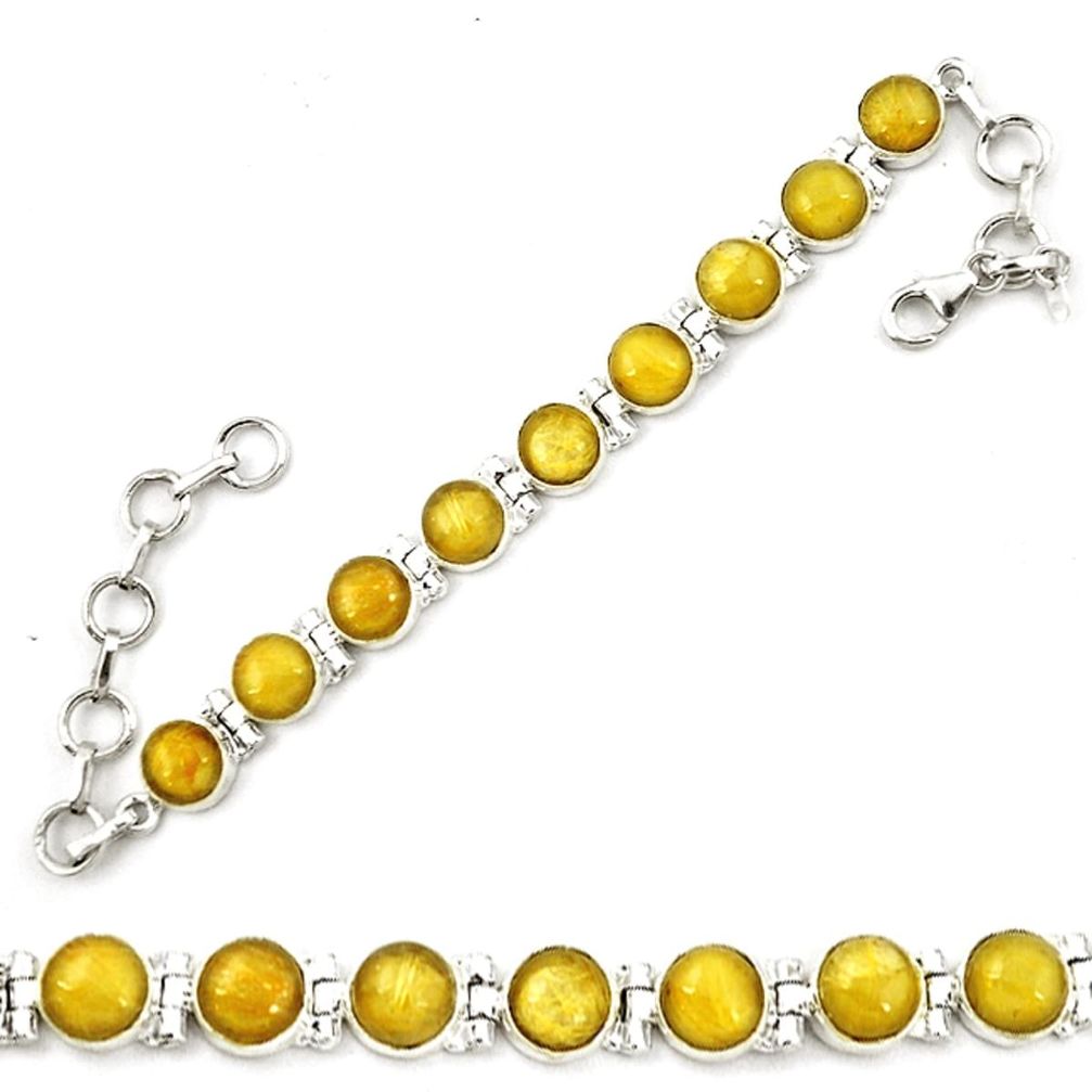 Natural golden tourmaline rutile 925 sterling silver tennis bracelet d18017