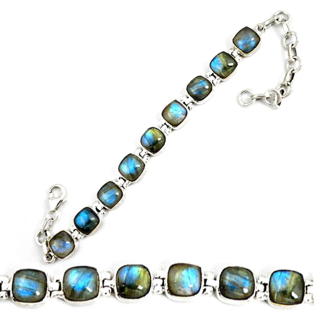 Natural blue labradorite 925 sterling silver tennis bracelet jewelry d18027