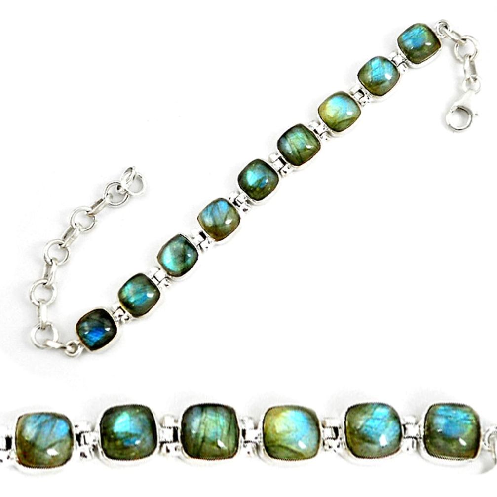 Natural blue labradorite 925 sterling silver tennis bracelet jewelry d18028