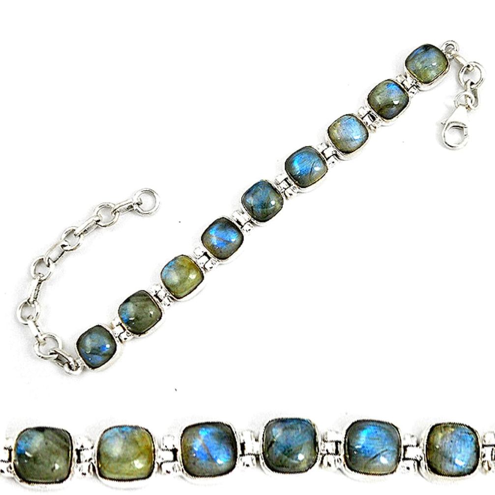 Natural blue labradorite 925 sterling silver tennis bracelet jewelry d18031