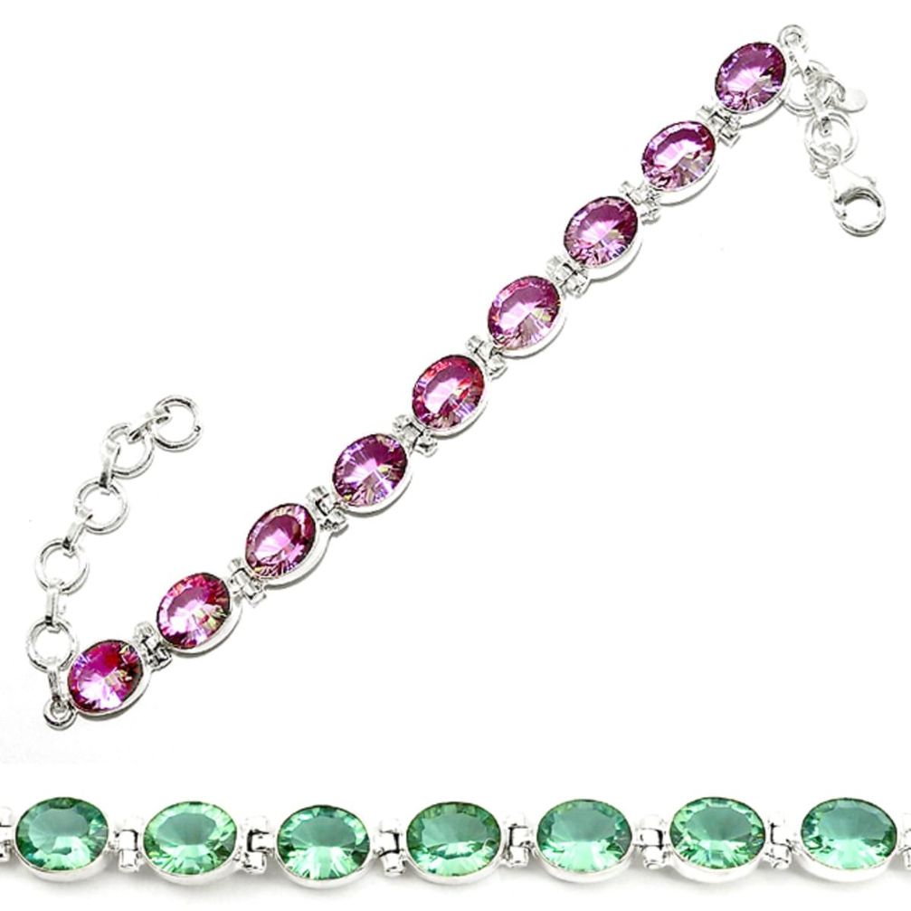 Purple alexandrite (lab) 925 sterling silver tennis bracelet jewelry d18041