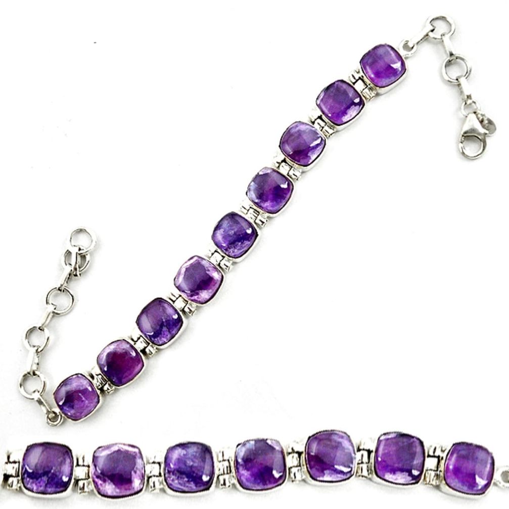 Natural multi color fluorite 925 sterling silver tennis bracelet jewelry d18066