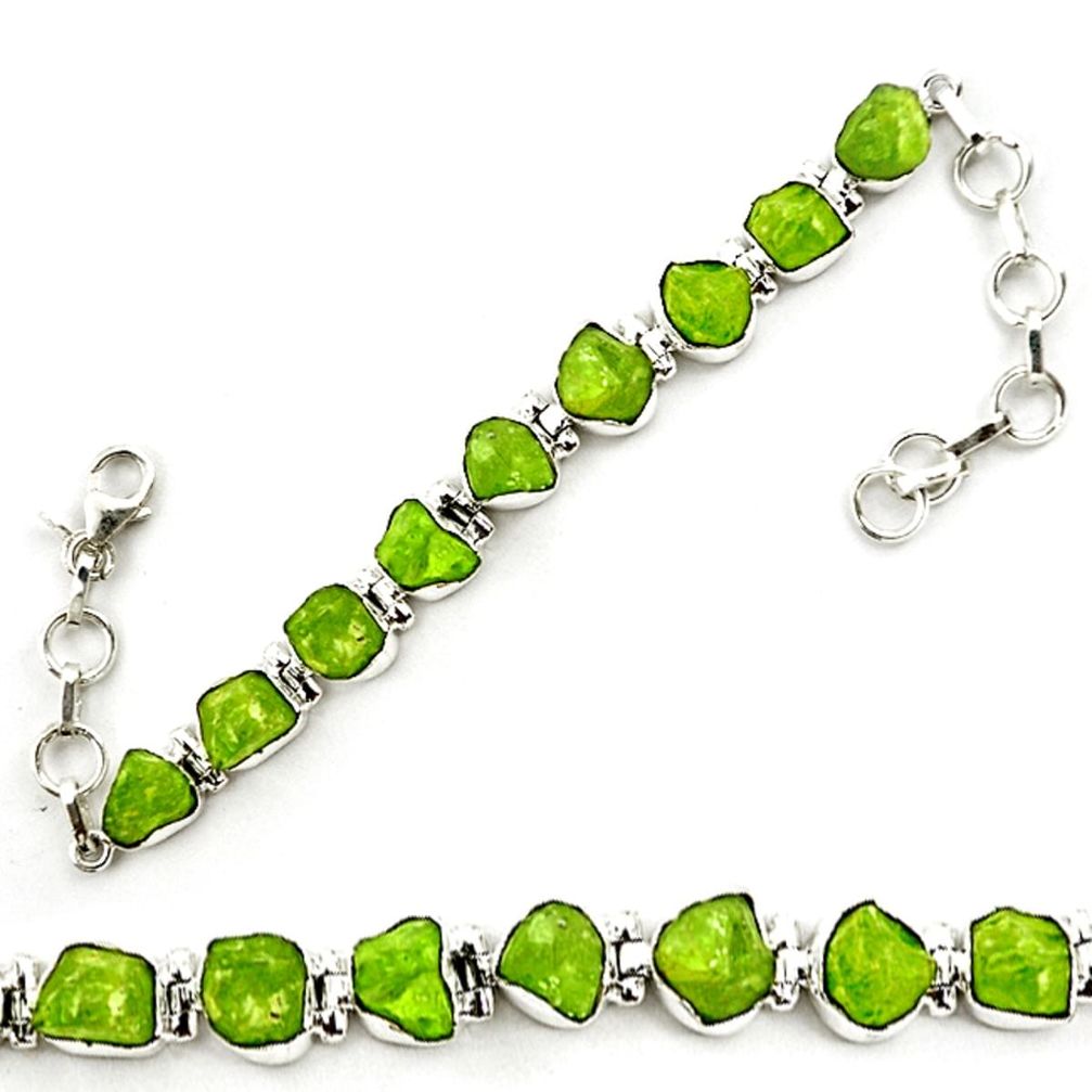 925 sterling silver natural green peridot rough tennis bracelet jewelry d18069