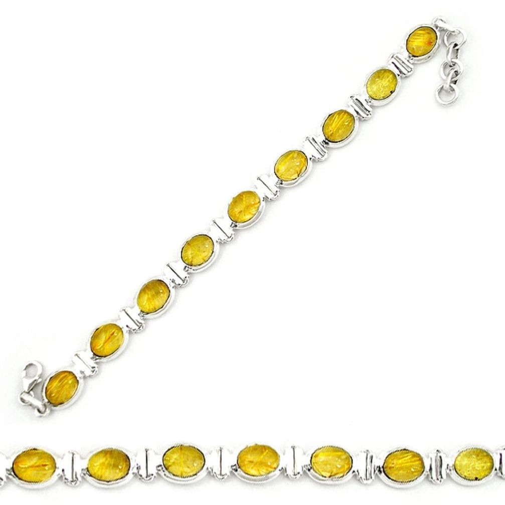 Golden tourmaline rutile 925 sterling silver tennis bracelet jewelry d20262