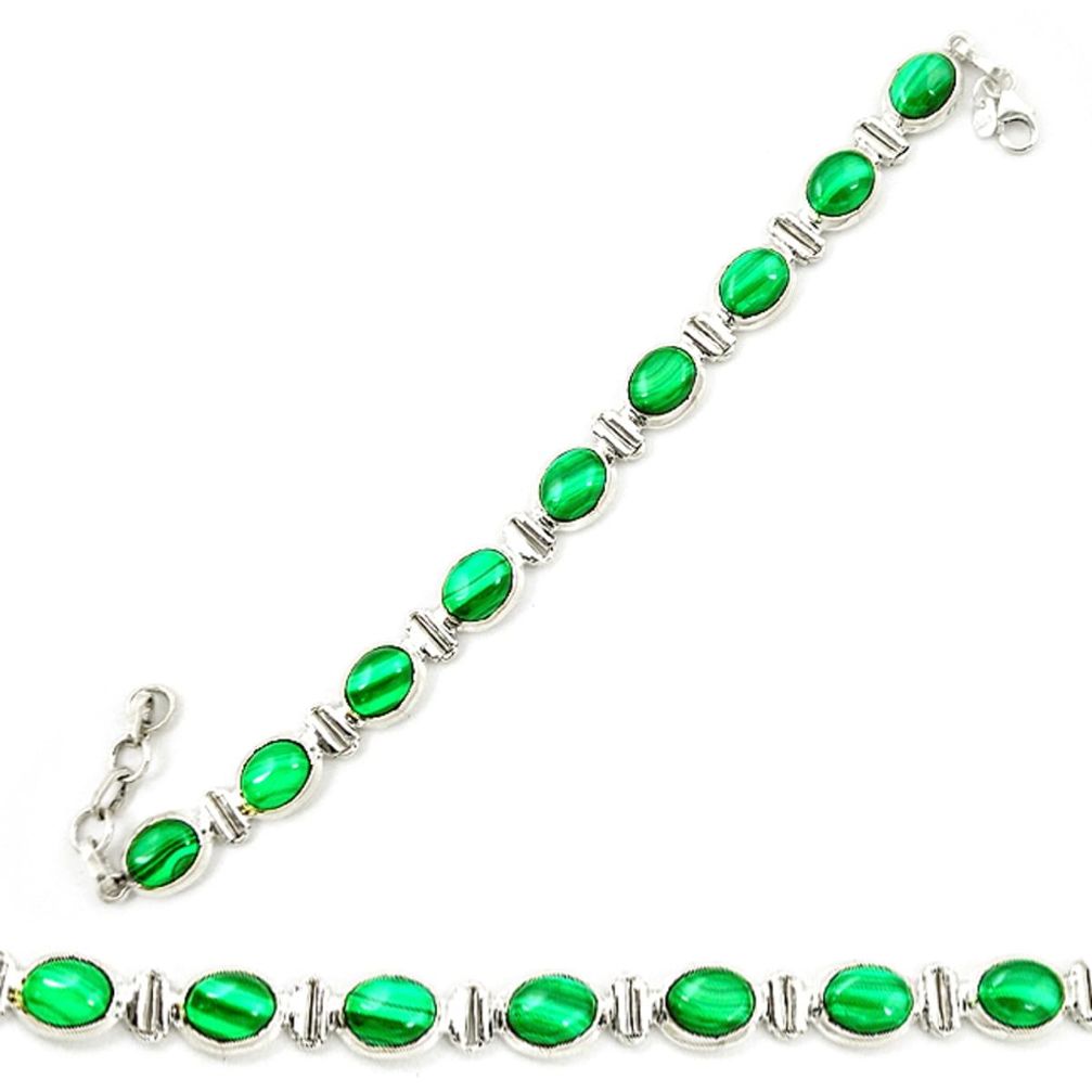 Natural green malachite (pilot's stone) 925 silver tennis bracelet d20305