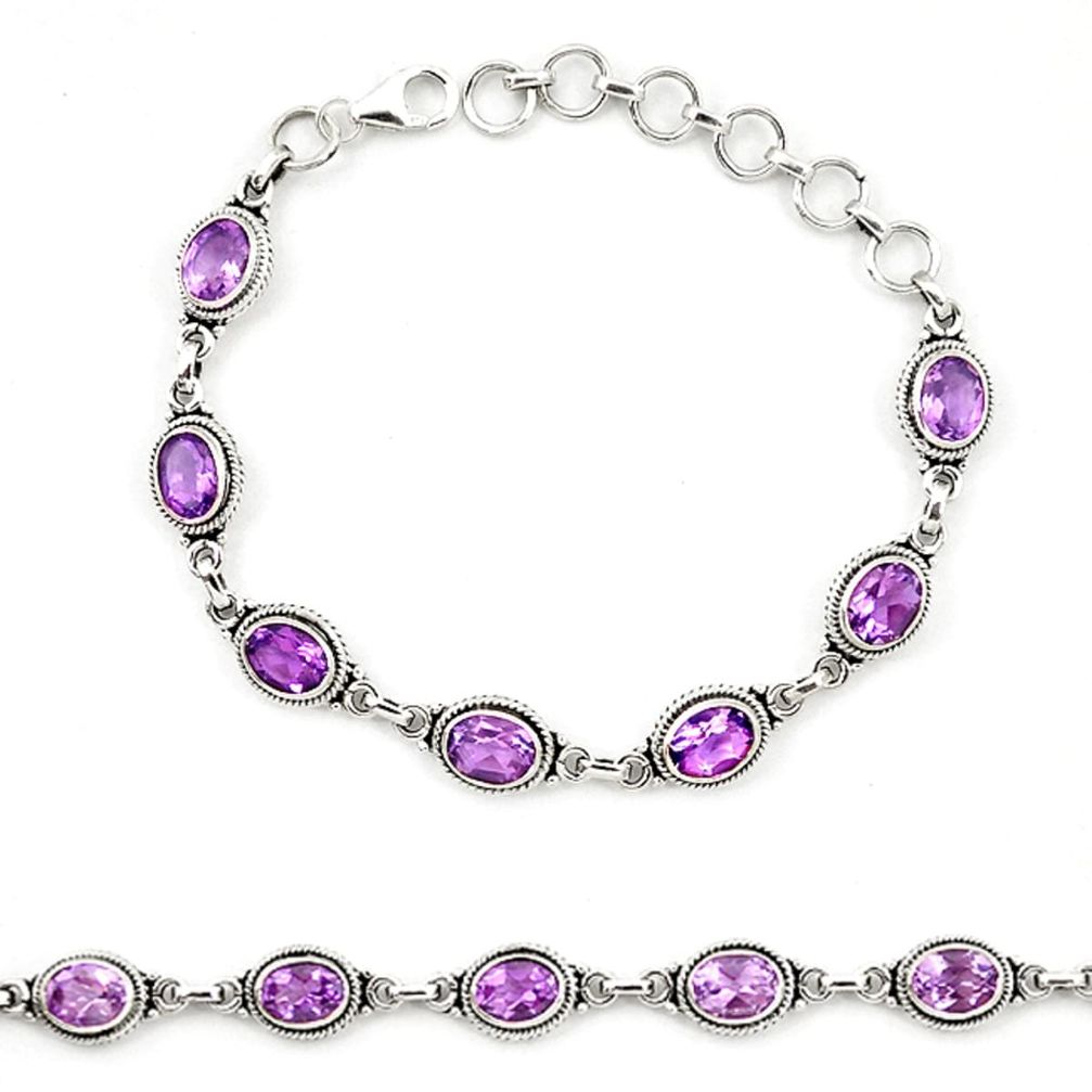 Natural purple amethyst 925 sterling silver tennis bracelet jewelry d20322
