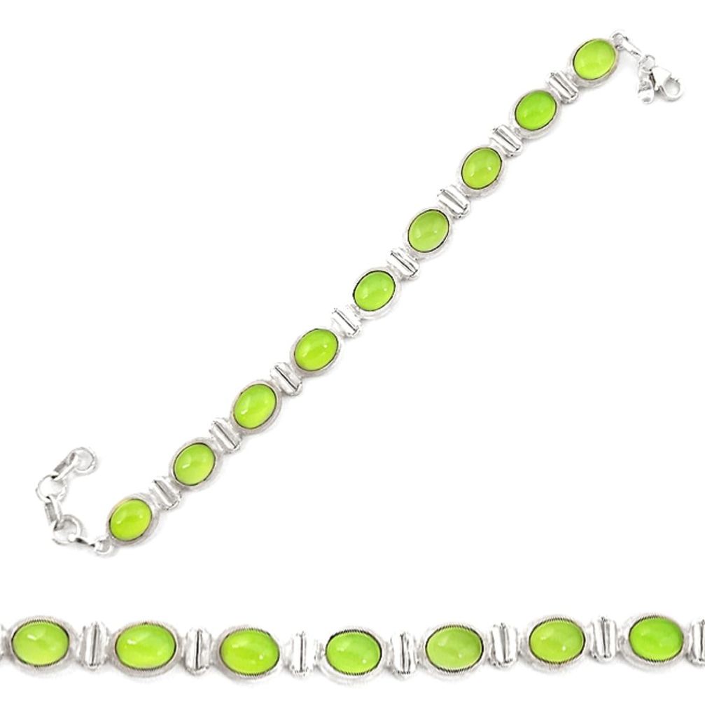 Natural green prehnite 925 sterling silver tennis bracelet jewelry d20326