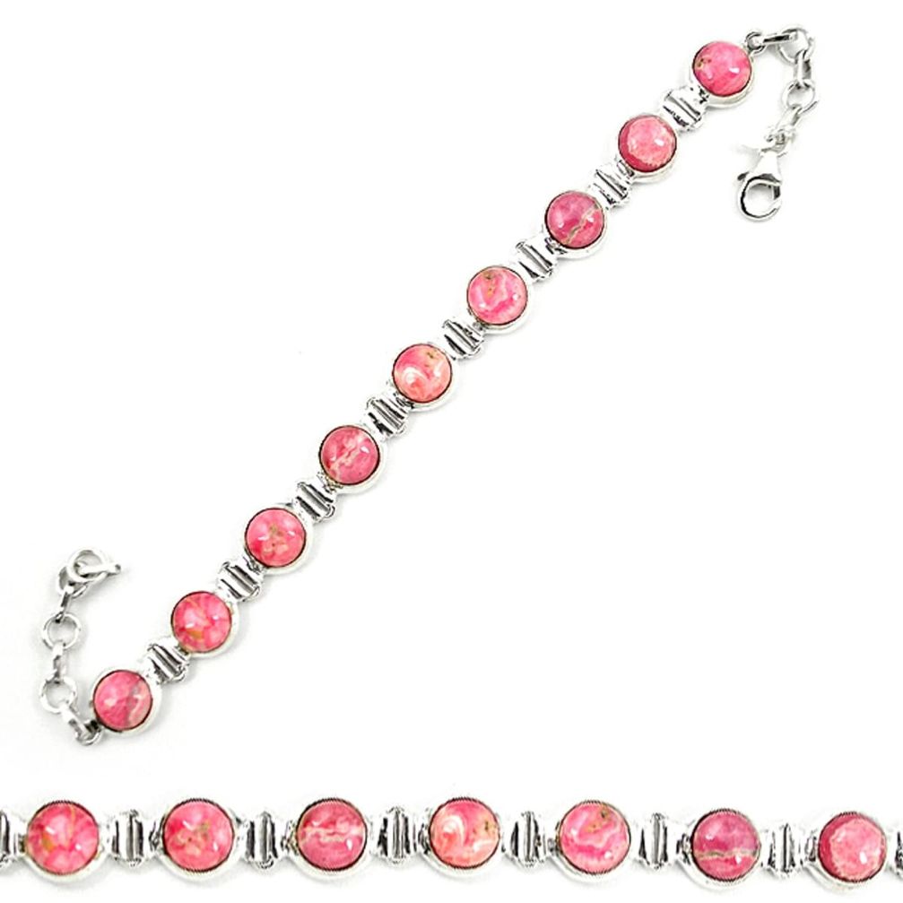 925 sterling silver natural pink rhodochrosite inca rose tennis bracelet d20454