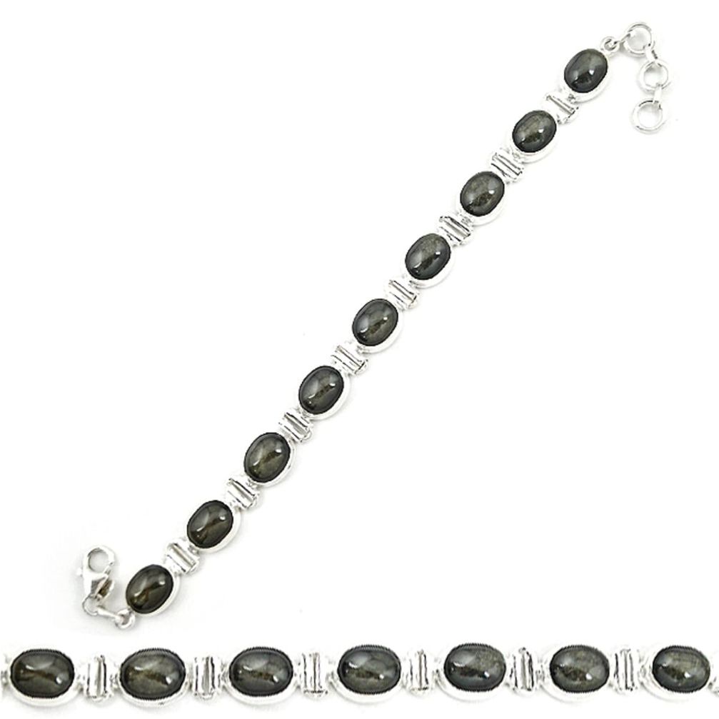 925 sterling silver natural rainbow obsidian eye tennis bracelet d20464