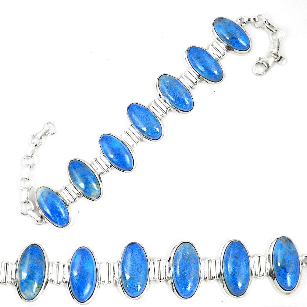Natural blue shattuckite 925 sterling silver bracelet jewelry d23916