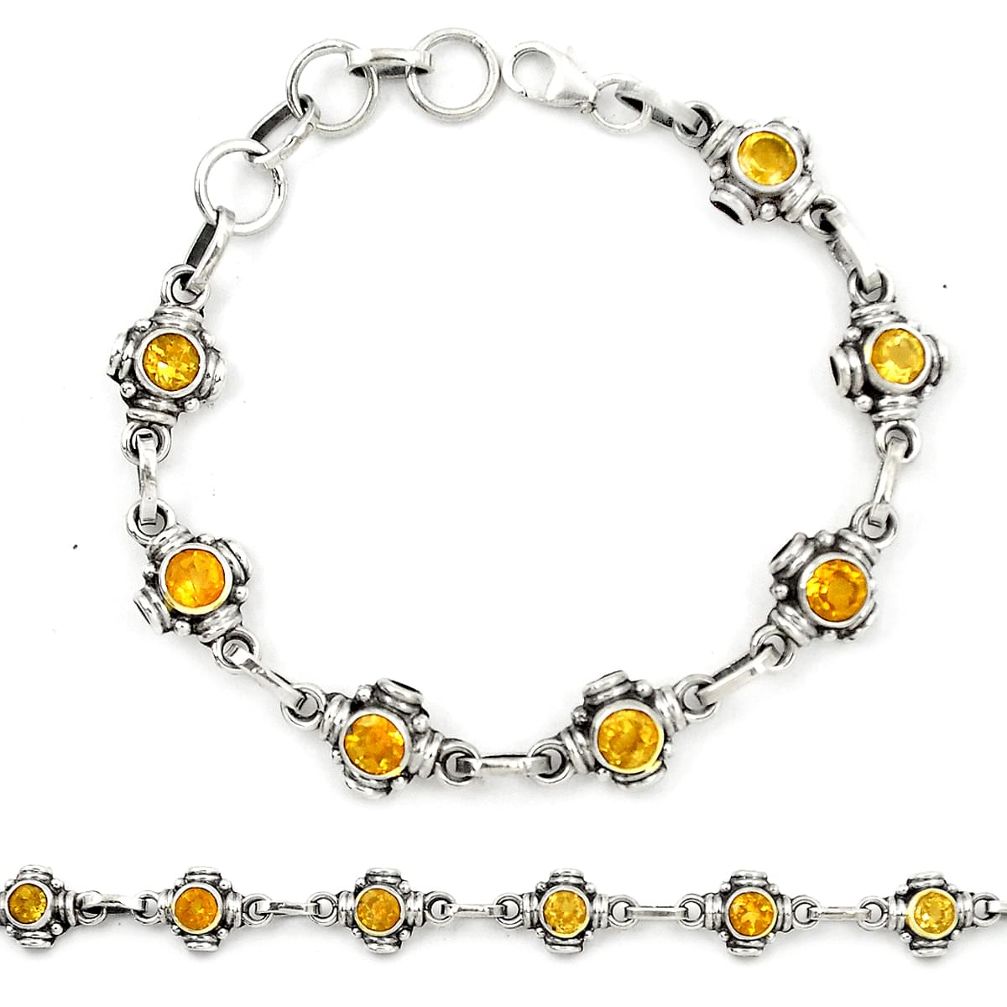 Natural yellow citrine 925 sterling silver tennis bracelet jewelry d23930