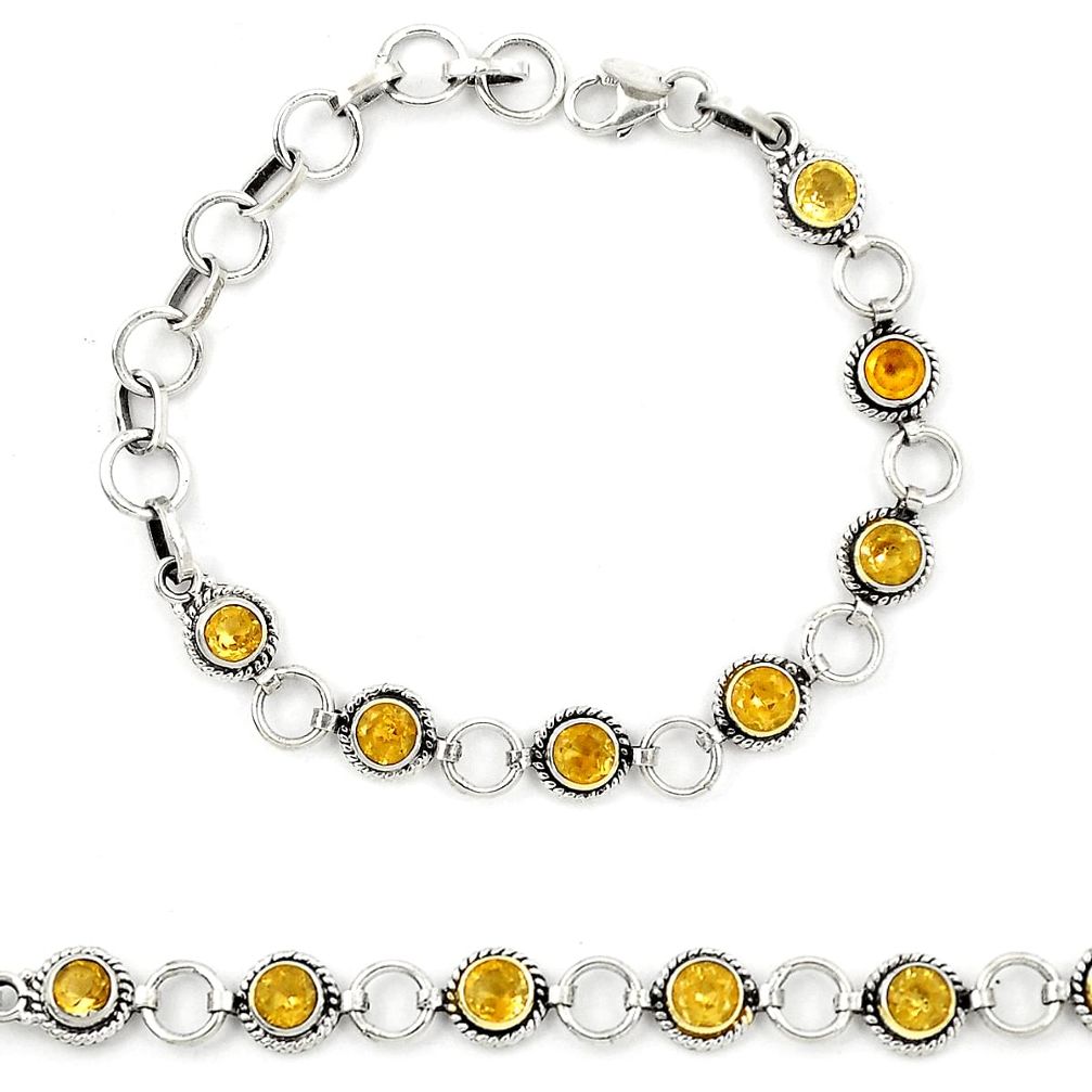 Natural yellow citrine 925 sterling silver tennis bracelet jewelry d23935