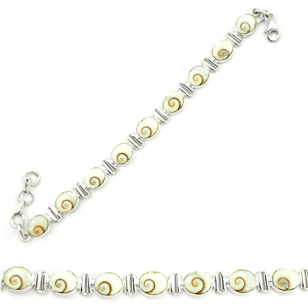 Natural white shiva eye 925 sterling silver tennis bracelet jewelry d25868