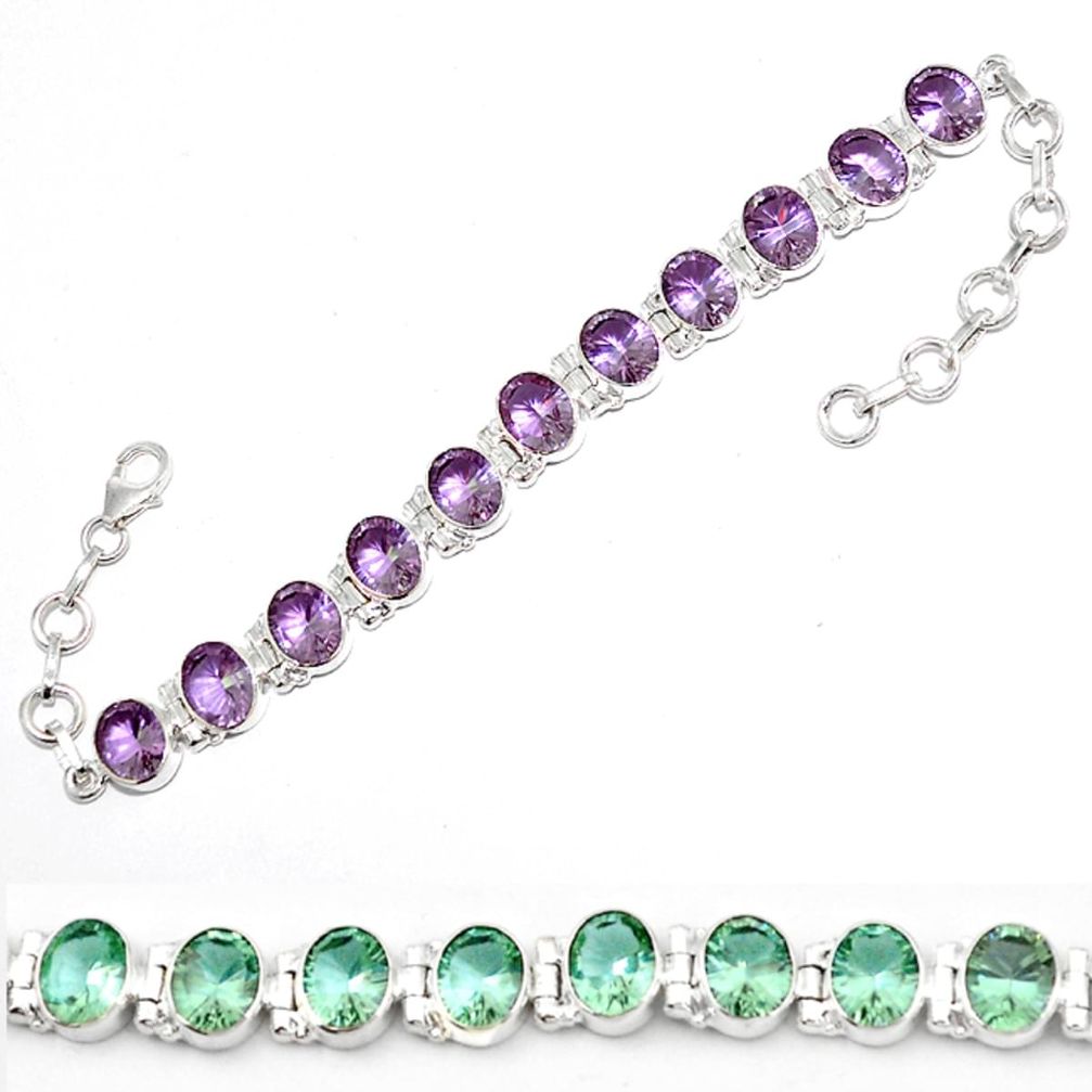 Purple alexandrite (lab) 925 sterling silver tennis bracelet jewelry d5615