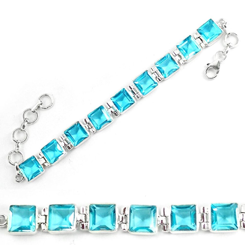 Blue topaz lab 925 sterling silver tennis bracelet jewelry d5632