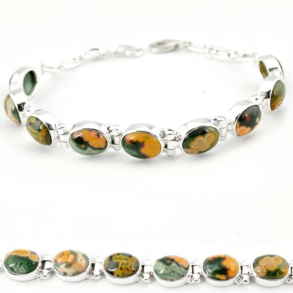 Multi color ocean sea jasper (madagascar) 925 silver tennis bracelet j18103