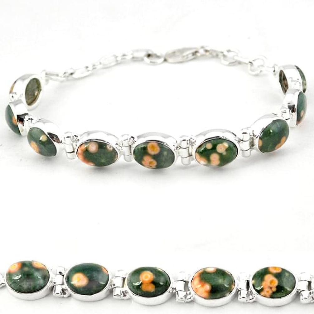 925 sterling silver ocean sea jasper (madagascar) tennis bracelet jewelry j18109