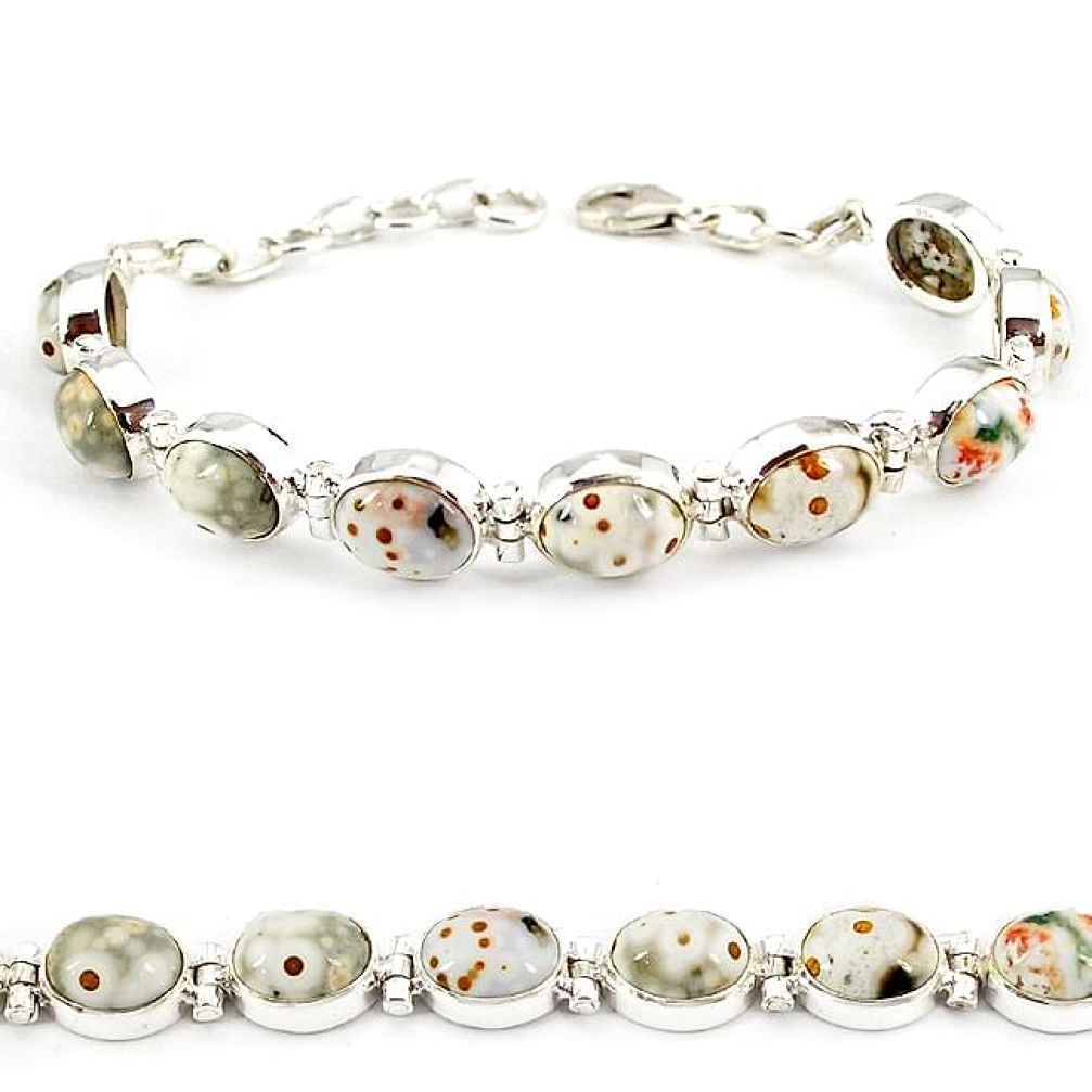 Natural multi color ocean sea jasper 925 sterling silver tennis bracelet j21734