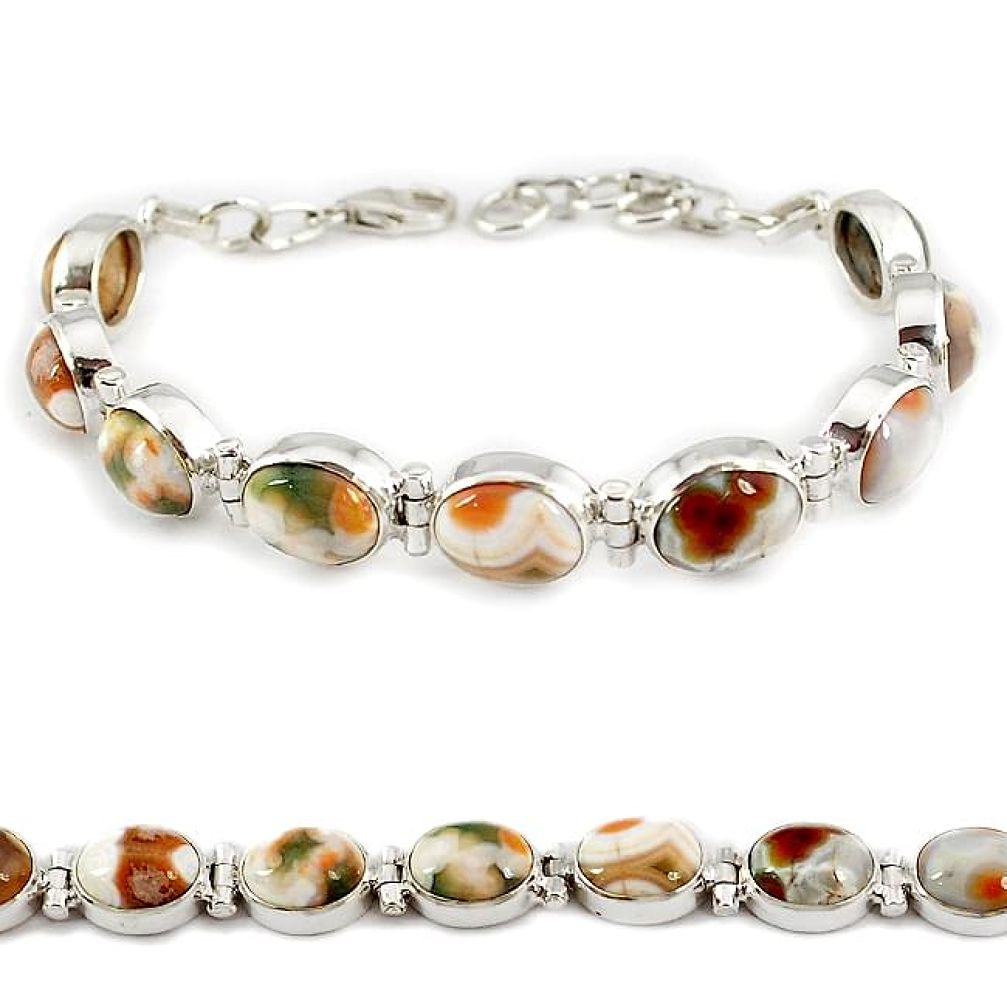 Multi color ocean sea jasper (madagascar) 925 silver tennis bracelet j21737