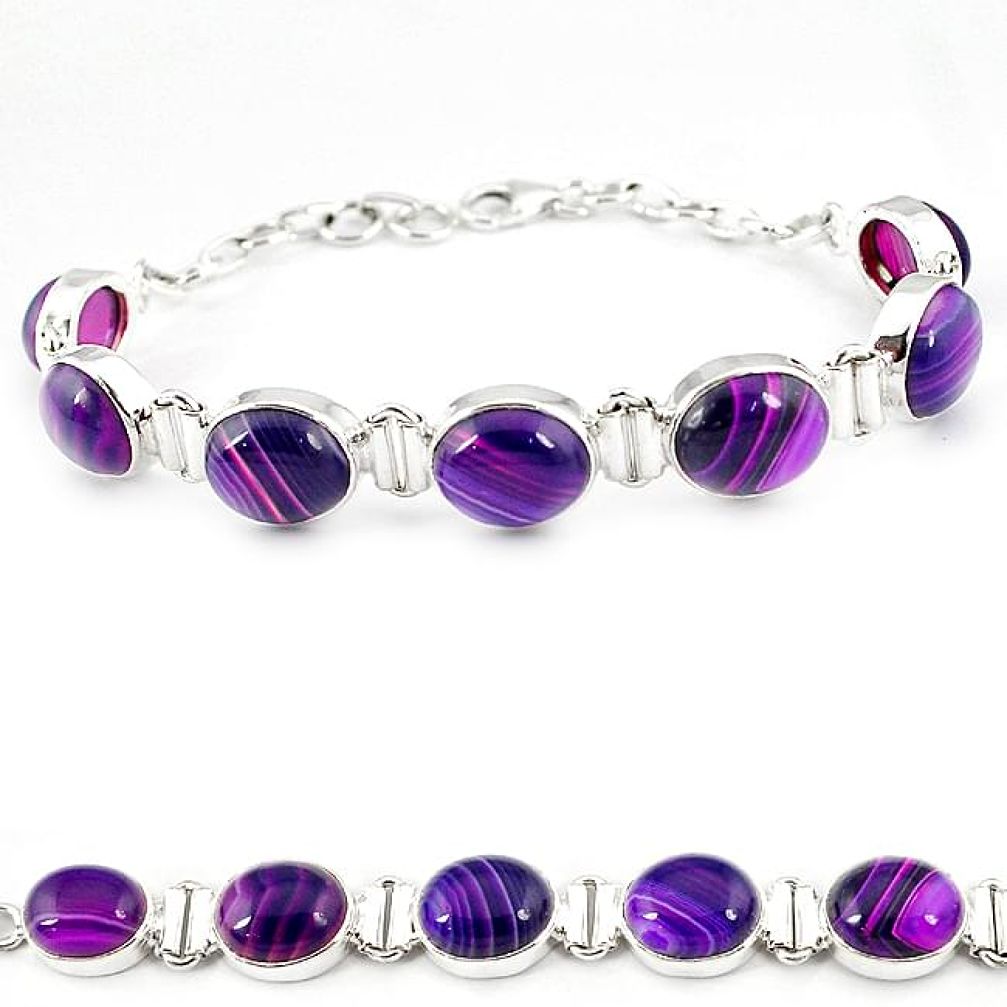 Natural purple botswana agate 925 sterling silver tennis bracelet jewelry j22052