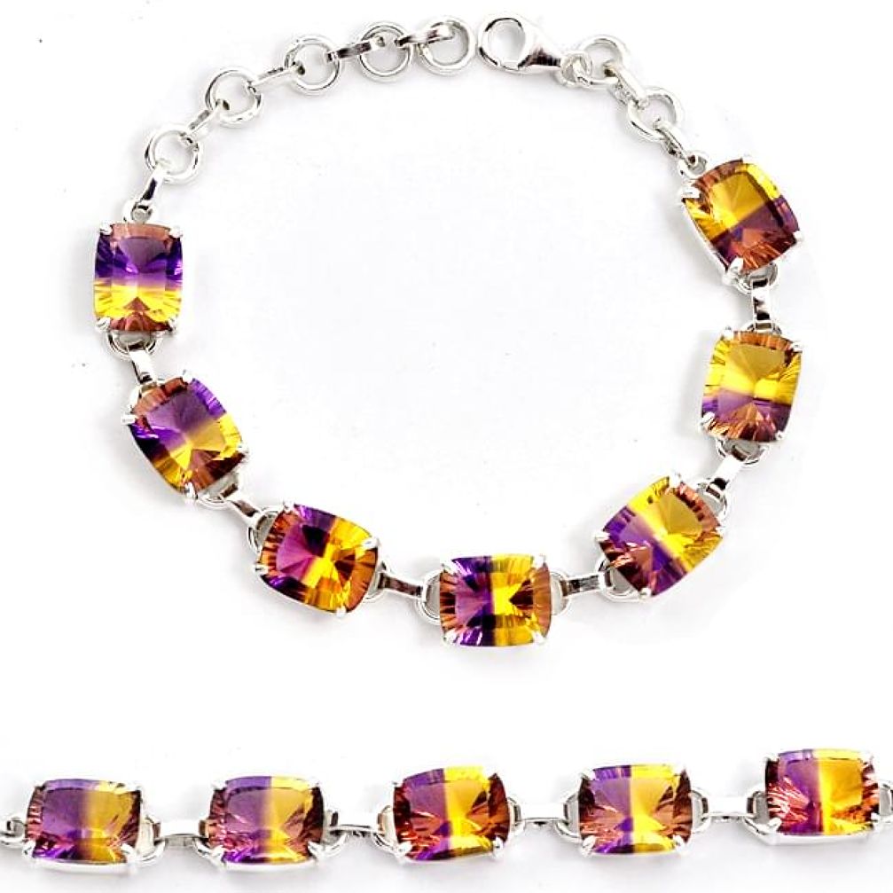 Multi color ametrine (lab) amethyst 925 sterling silver bracelet jewelry j22984