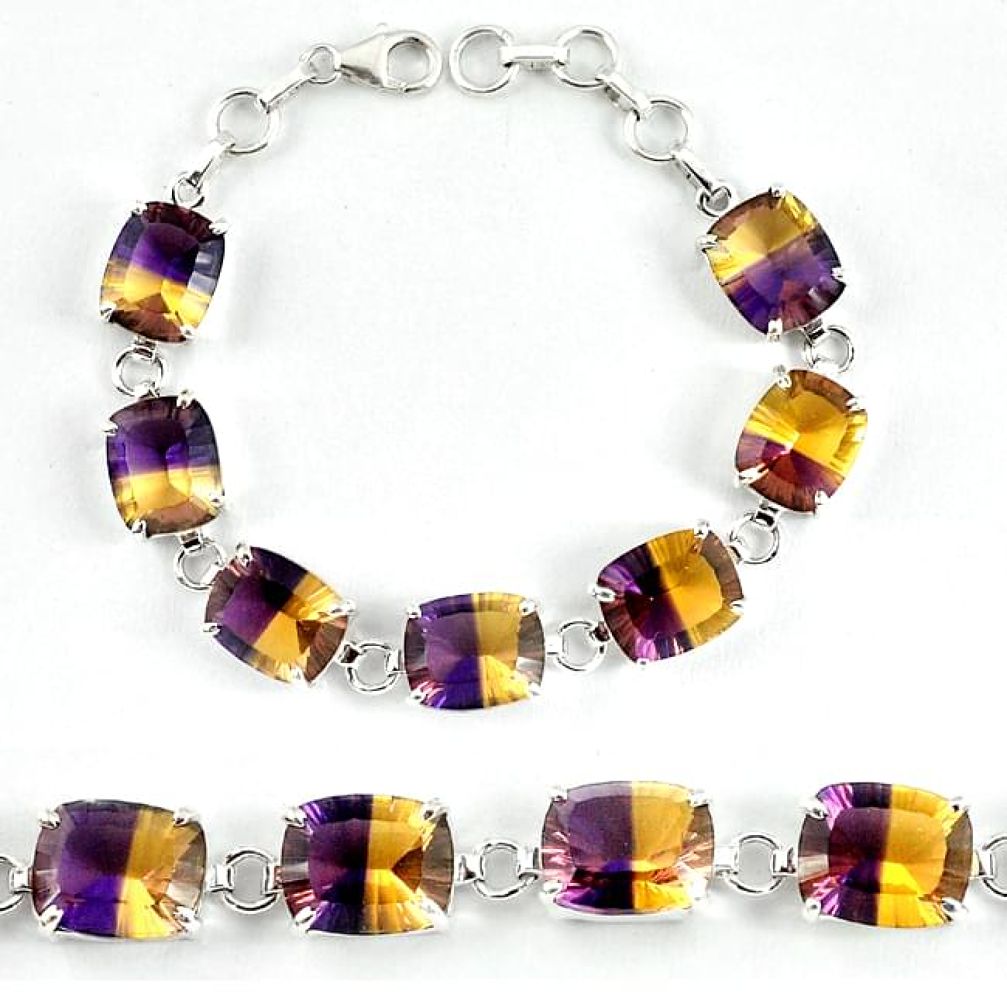 Multi color ametrine (lab) octagan925 sterling silver bracelet jewelry j39124