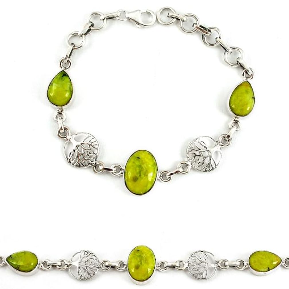 925 silver natural yellow lizardite (meditation stone) bracelet jewelry j39169