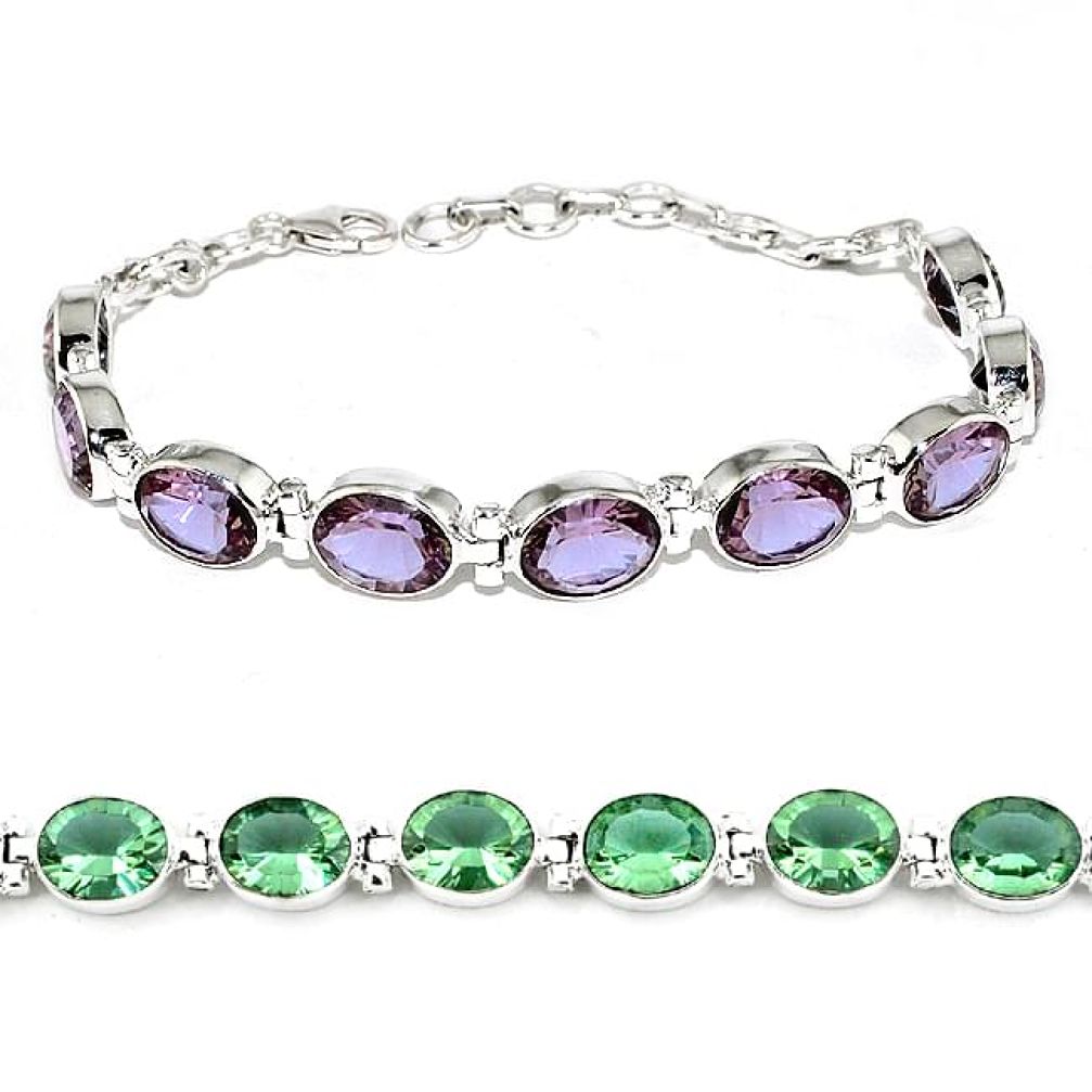 Purple alexandrite (lab) 925 sterling silver tennis bracelet jewelry j46409